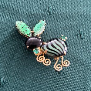 Vintage Goldtone Acrylic, Rhinestone Bunny/Rabbit Pin-Brooch